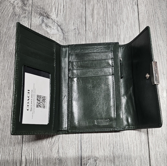 Coach Vintage Snap Leather Olive Green Trifold Wallet Coach Bags - Picture 7 of 16